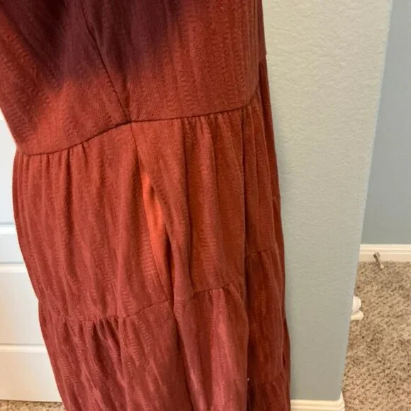 ANTHROPOLOGIE Maeve Gillian Tiered Maxi Dress Terracotta Sz LARGE - Picture 7 of 7